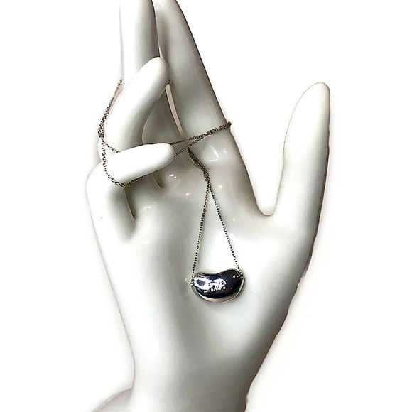 TIFFANY & Co Elsa PERETTI Sterling Silver Medium Bean Necklace FULL INCLUSION - Picture 6 of 11